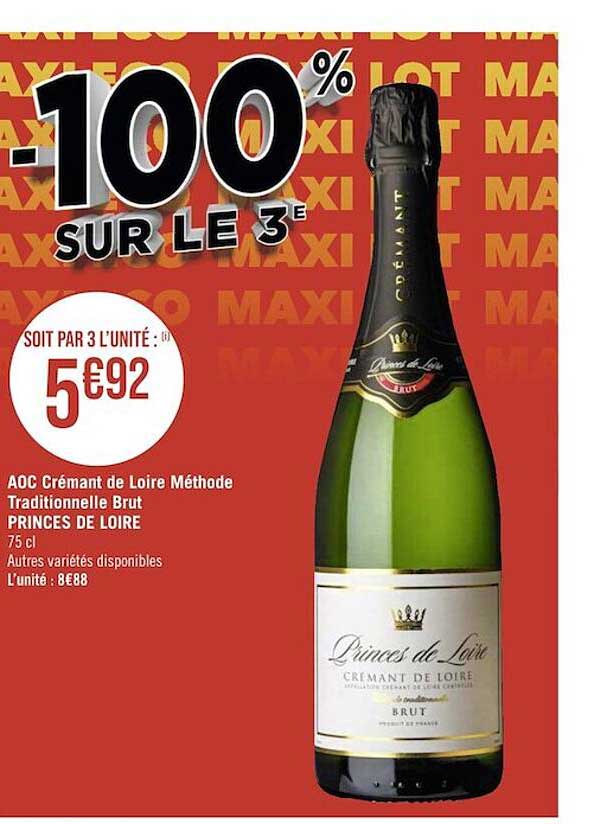 aoc crémant de loire méthode traditionnelle brut princes de loire