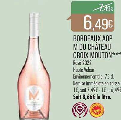 bordeaux aop m du château croix mouton