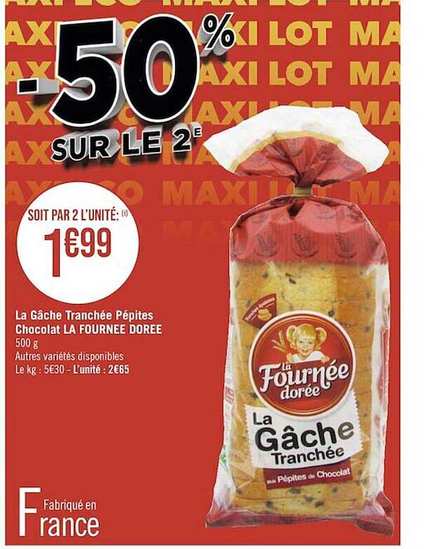 La Gâche Tranchée Pépites Chocolat La Fournée Dorée