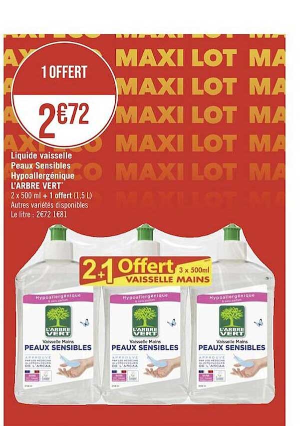 liquide vaisselle peaux sensibles hypoallergénique l'arbre vert