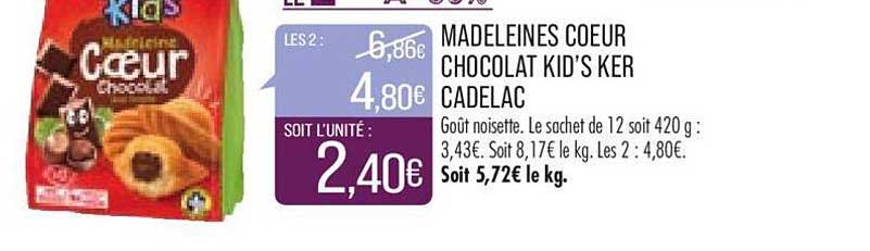 madeleines cœur chocolat kid's ker cadélac