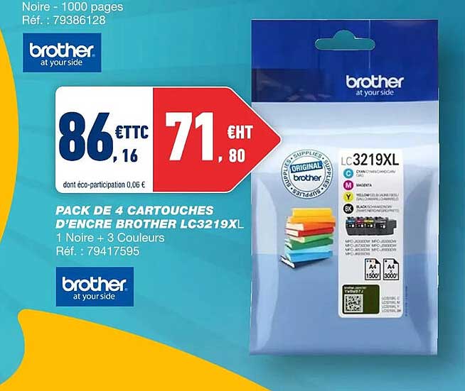 pack de 4 cartouches d'encre brother lc3219xl