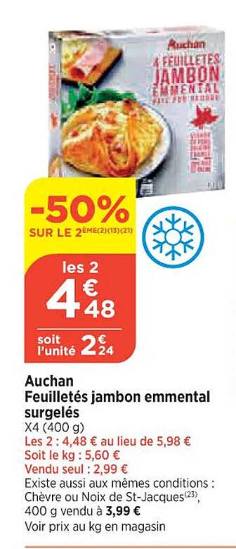 Auchan Feuilletés Jambon Emmental Surgelés