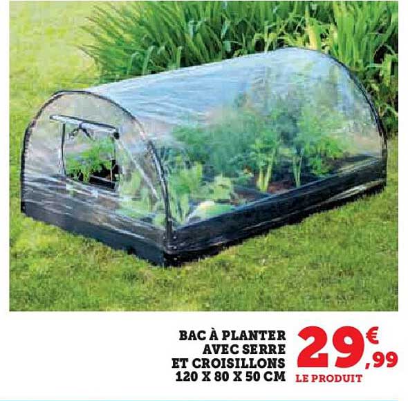 bac à planter avec serre et croisillons 120 x 80 x 50 cm