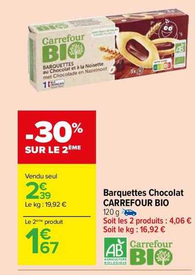 Barquettes Chocolat Carrefour Bio