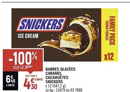 Barres Glacées Caramel Cacahuètes Snickers