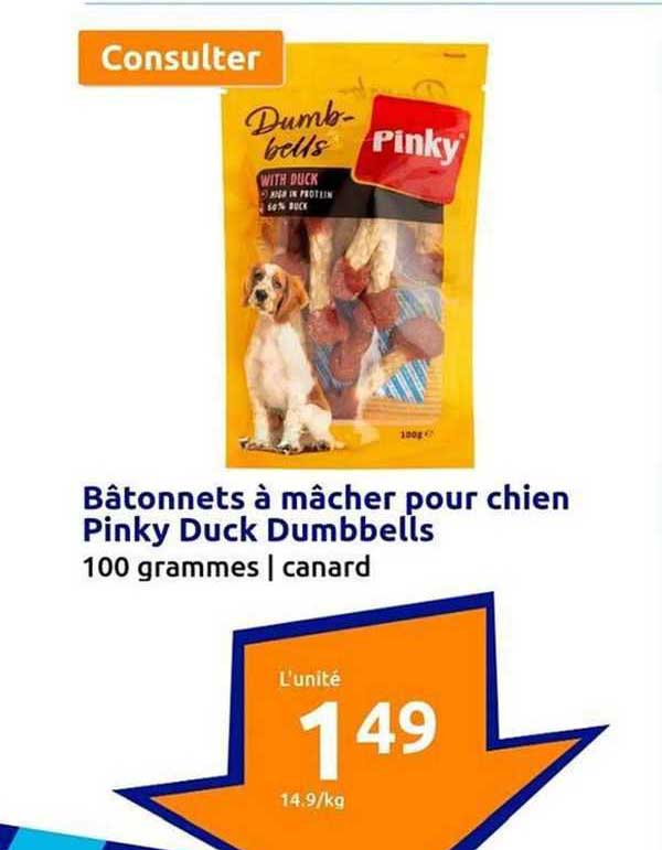 bâtonnets à mâcher pour chien pinky duck dumbbells