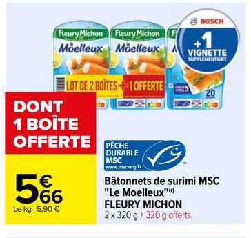 Bâtonnets De Surimi Msc "le Moelleux" Fleury Michon