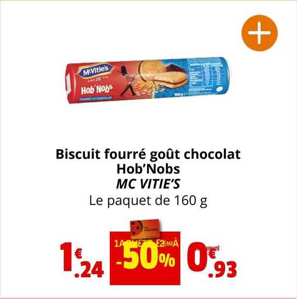 biscuit fourré goût chocolat hob'nobs mc vitie's