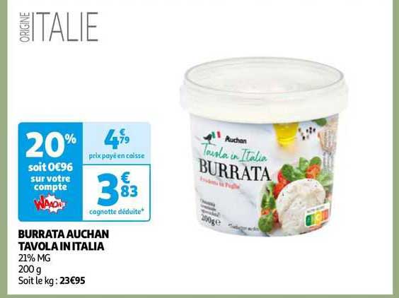 burrata auchan tavola in italia