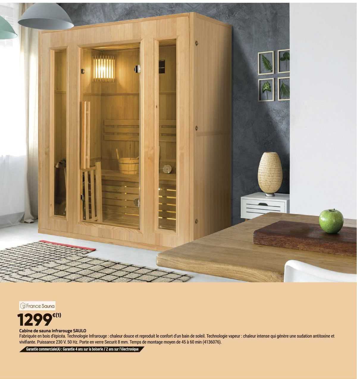 cabine de sauna infrarouge saulo