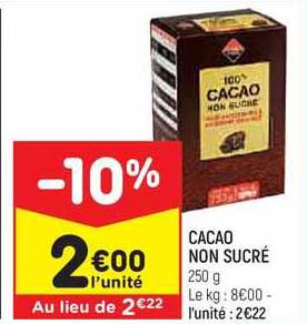 cacao non sucré