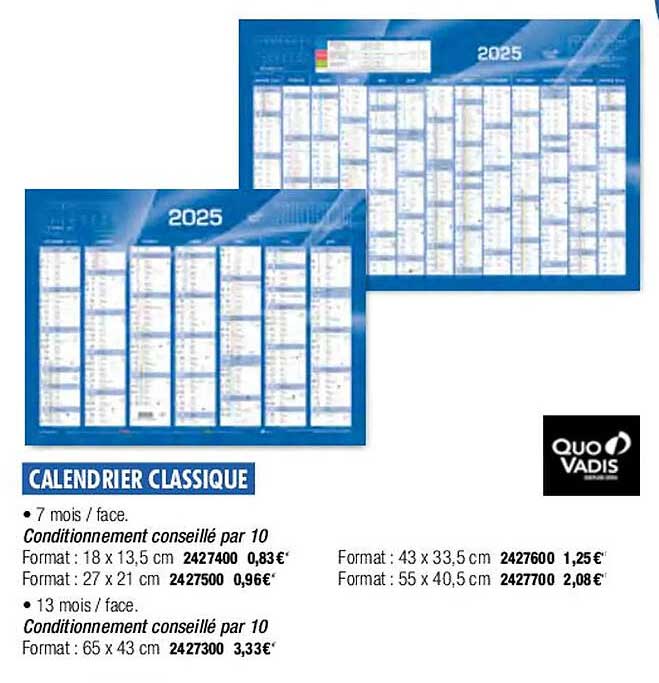 calendrier classique quo vadis
