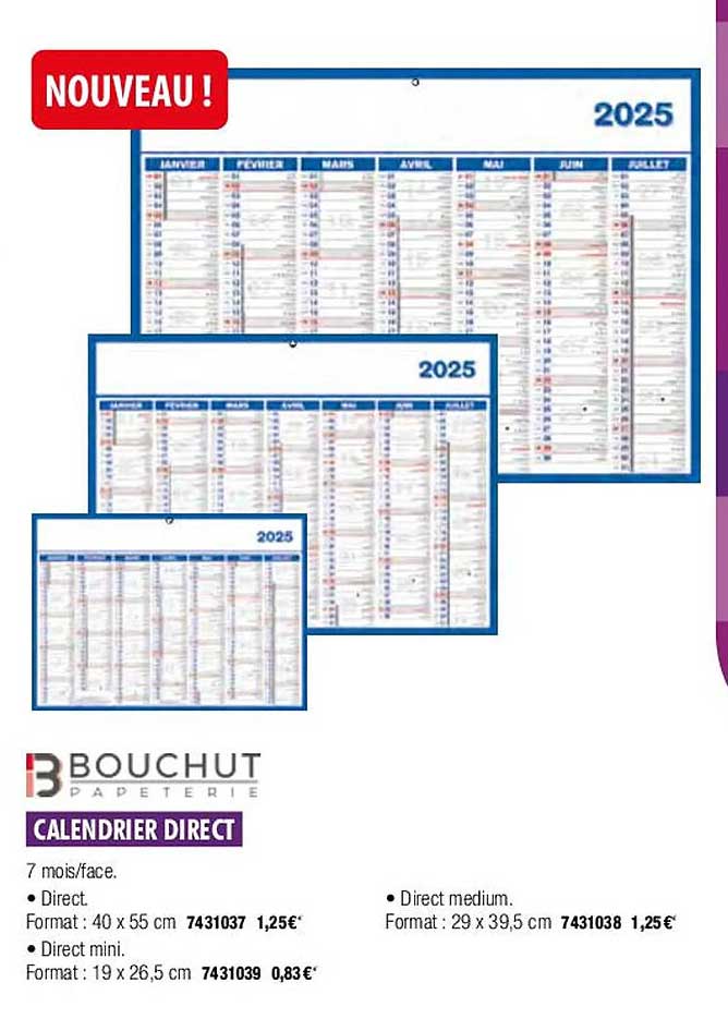 calendrier direct bouchut papeterie
