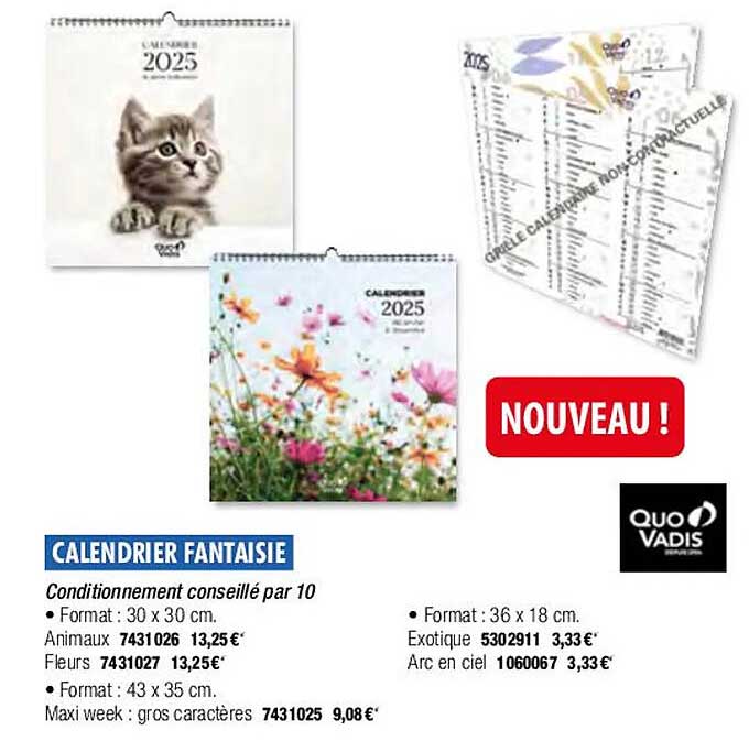calendrier fantaisie quo vadis