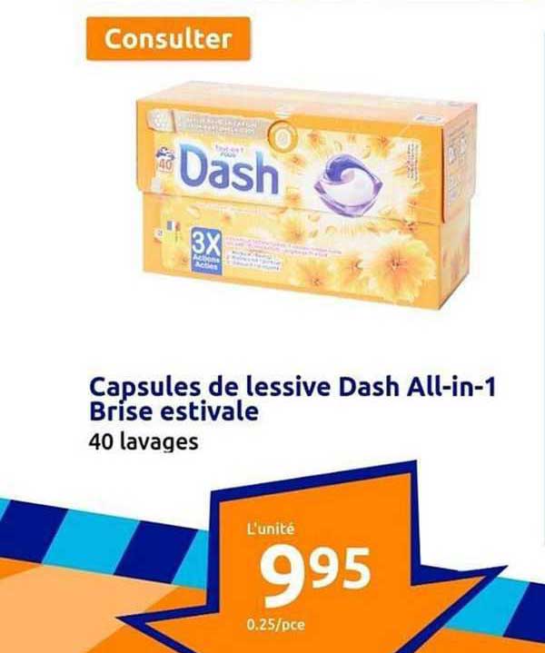 capsules de lessive dash all-in-1 brise estivale