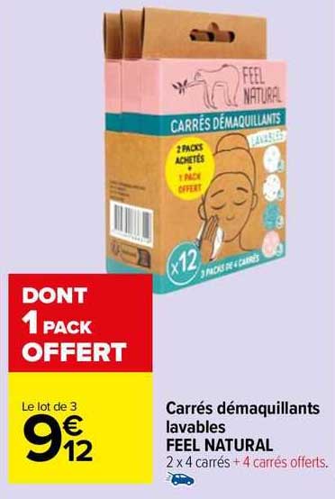 carrés démaquillants lavables feel natural