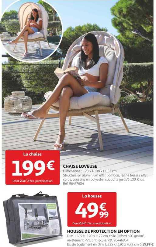 chaise loveuse, housse de protection en option