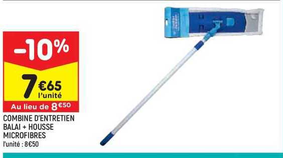 combiné d'entretien balai + housse microfibres