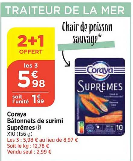 coraya bâtonnets de surimi suprêmes