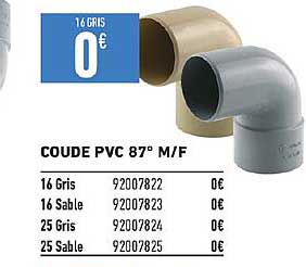 coude pvc 87° m/f