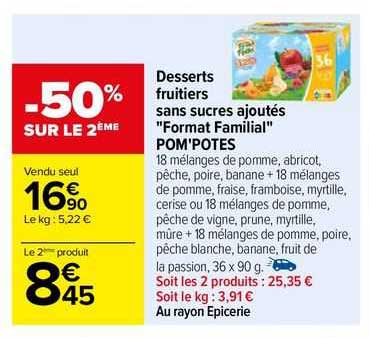 desserts fruitiers sans sucres ajoutés "format familial" pom'potes