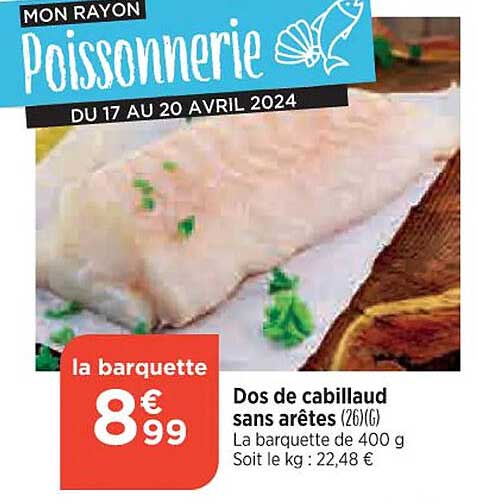 dos de cabillaud sans arêtes