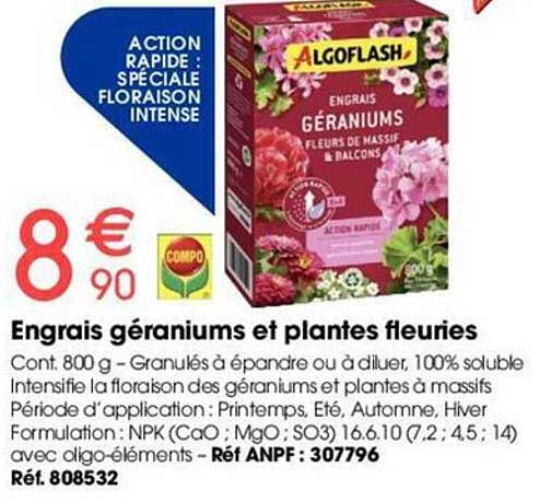 engrais géraniums et plantes fleuries compo
