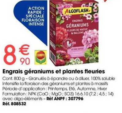 engrais géraniums et plantes fleuries compo