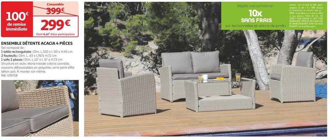 ensemble détente acacia 4 pièces