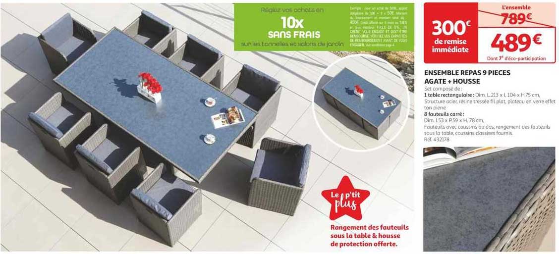 ensemble repas  9 pièces agate + housse