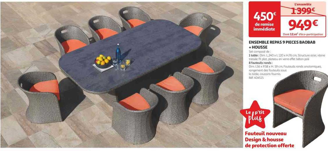 ensemble repas 9 pièces baobab + housse