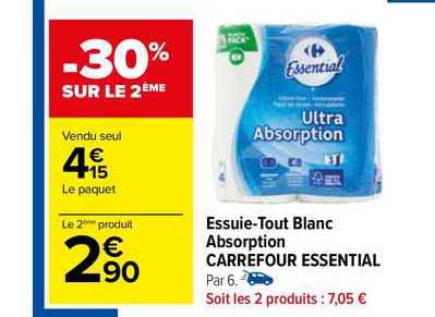 essuie-tout blanc absorption carreffour essential