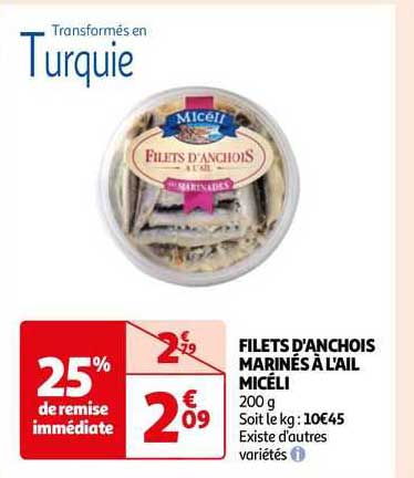 filet d'anchois marinés à l'ail micéli