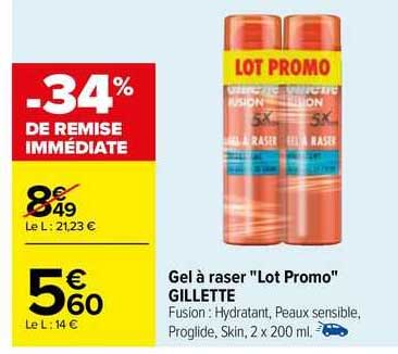 gel à raser "lot promo" gillette