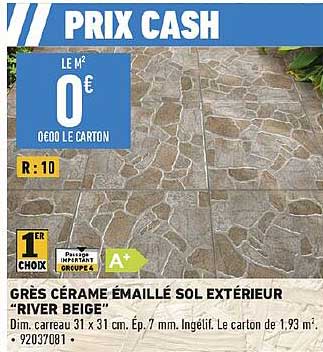 grès cérame émaillé sol extérieur "river beige"