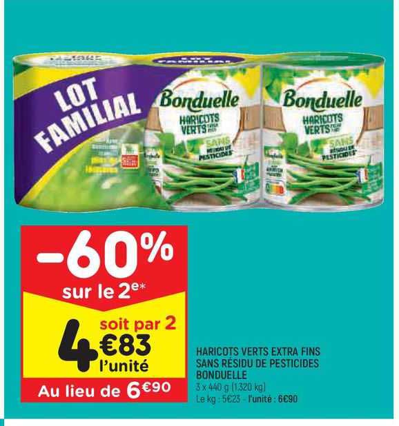 haricots verts extra fins sans résidu de pesticides bonduelle
