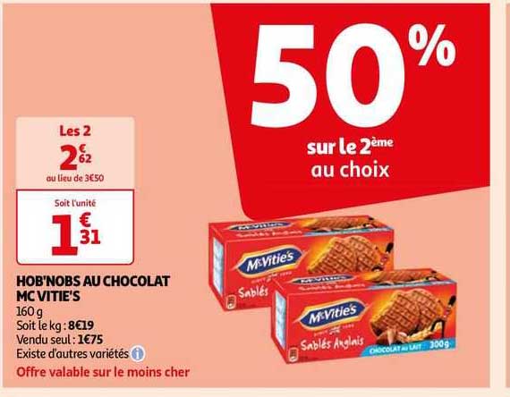 hob'nobs au chocolat mc vitie's