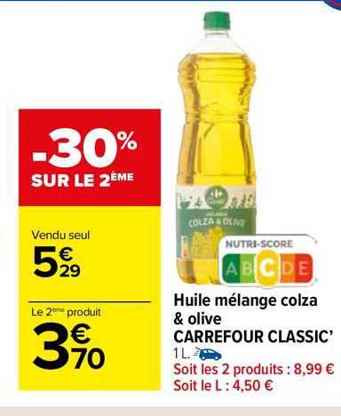 Huile Mélange Colza & Olive Carrefour Classic'