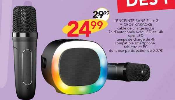 l'enceinte sans fil + 2 micros karaoke
