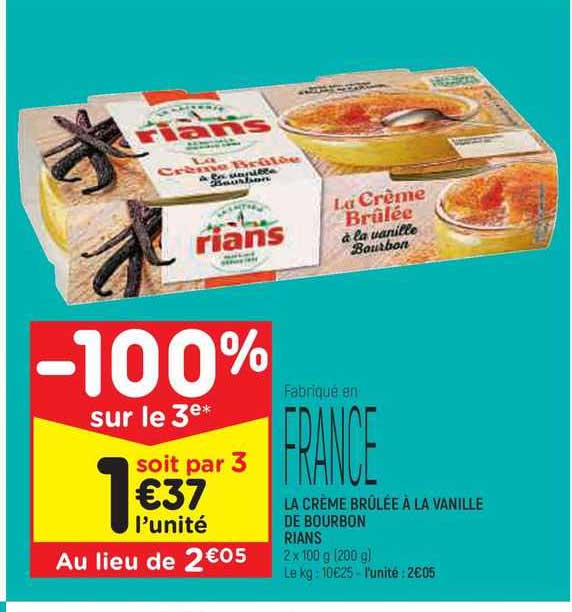 la crème brûlée à la vanille de bourbon rians