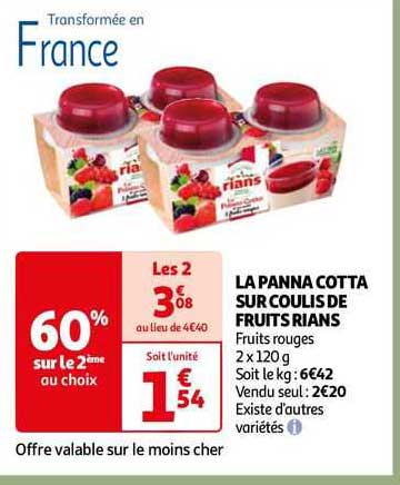 la panna cotta sur coulis de fruits rians