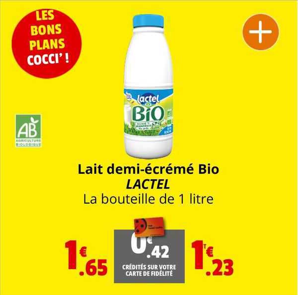 lait demi-écrémé bio lactel