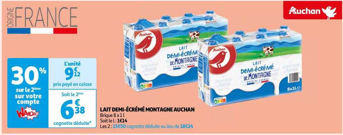 lait demi-écrémé montagne auchan