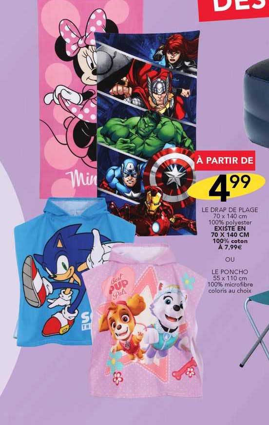 Le Drap De Plage 70 X 140 Cm, Le Poncho 55 X 110 Cm