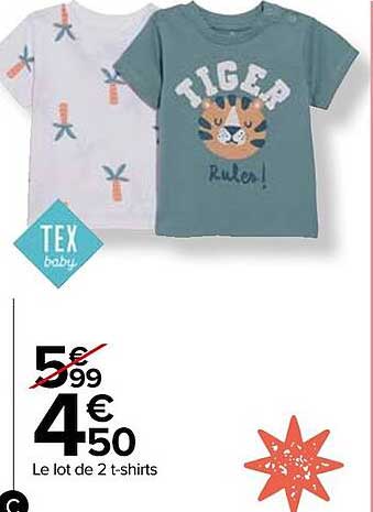 le lot de 2 t-shirts tex baby
