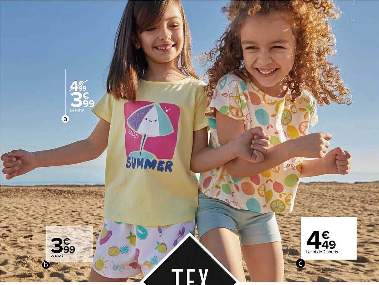 le t-shirt, le short, le lot de 2 shorts tex