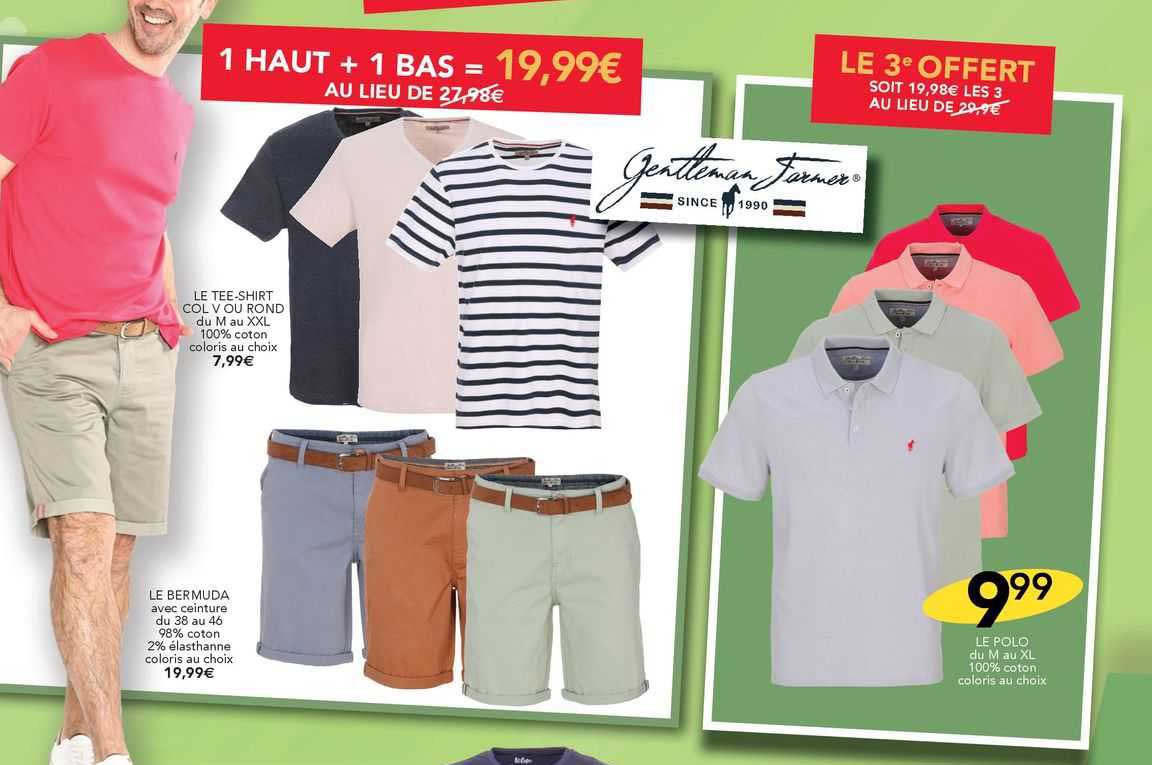 le tee-shirt col v ou rond, le bermuda, le polo  gentleman farmer