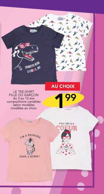 le tee-shirt fille ou garçon