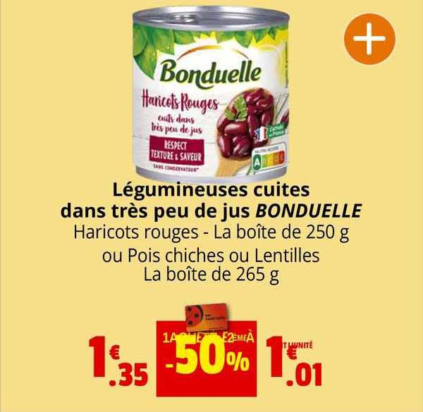 légumineuses cuites dans très peu de jus bonduelle
